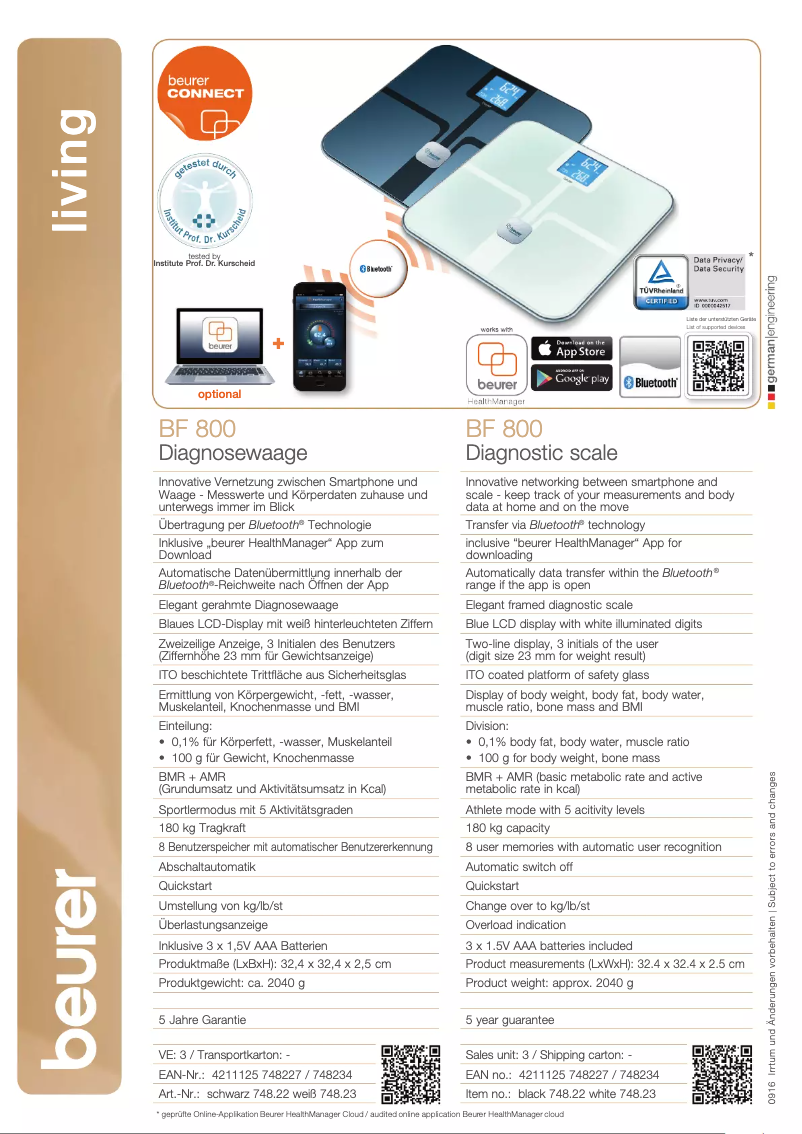 First page image of the manual for BF 800