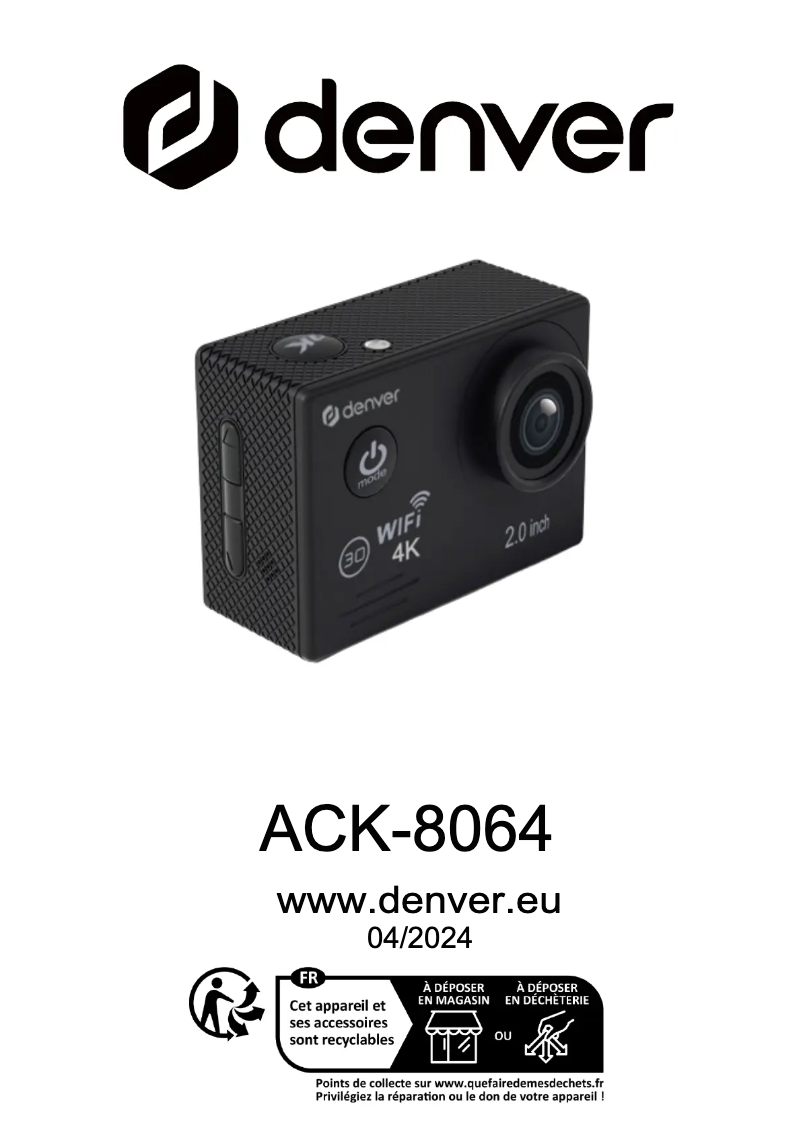 Page 1 of the manual User Manual Denver ACK-8064