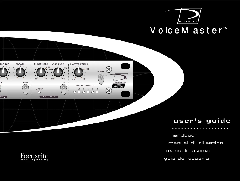 Page 1 de la notice Manuel utilisateur Focusrite Platinum VoiceMaster