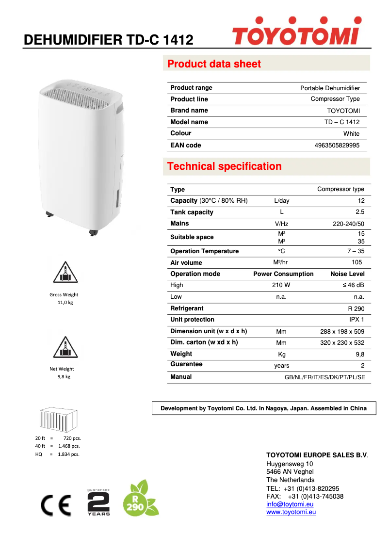 First page image of the manual for TD-C1412