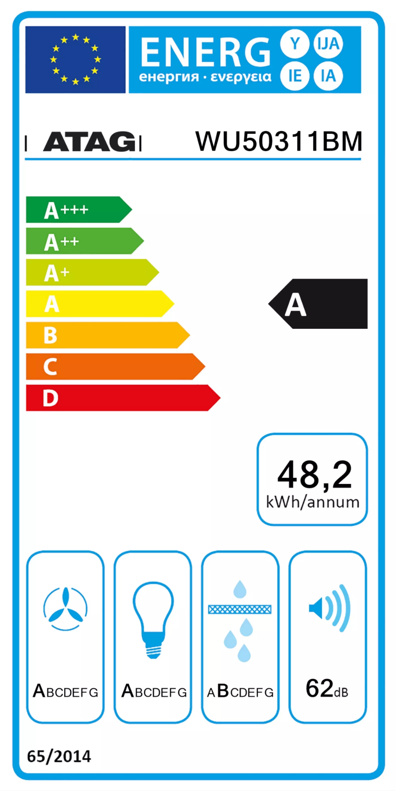 Page 1 of the manual Energy Label Atag WU50311BM