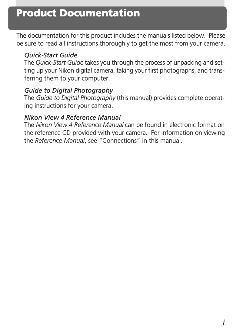 Page 1 of the manual User Manual Nikon Coolpix 5000