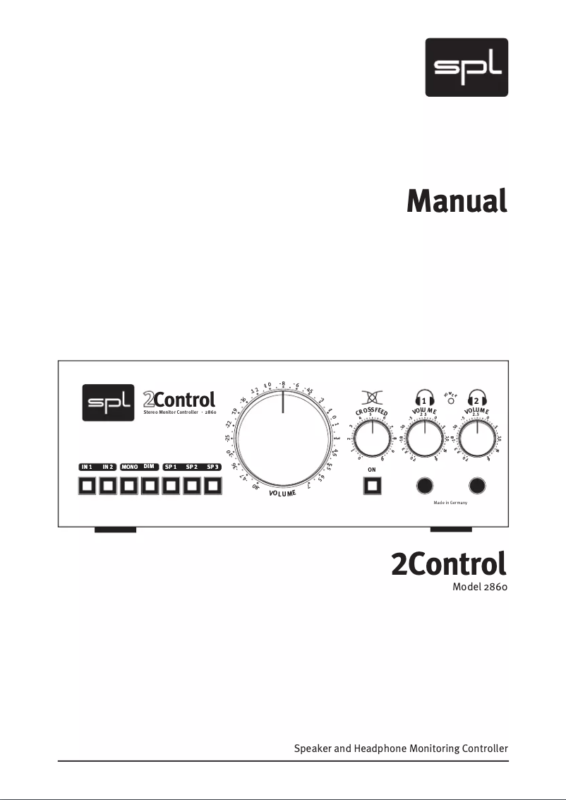Page 1 of the manual User Manual SPL 2Control
