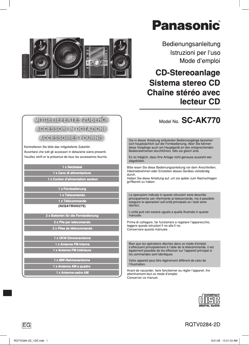 First page image of the manual for SC-AK770