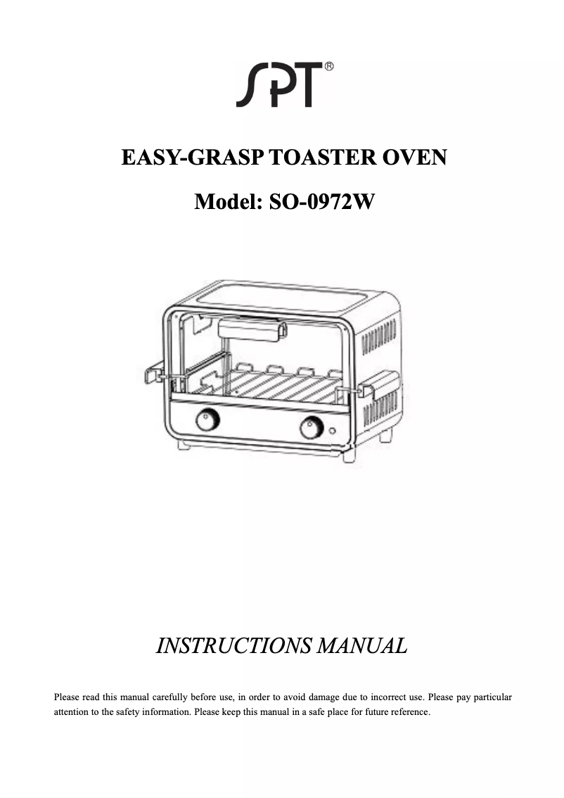 First page image of the manual for SO-0972W