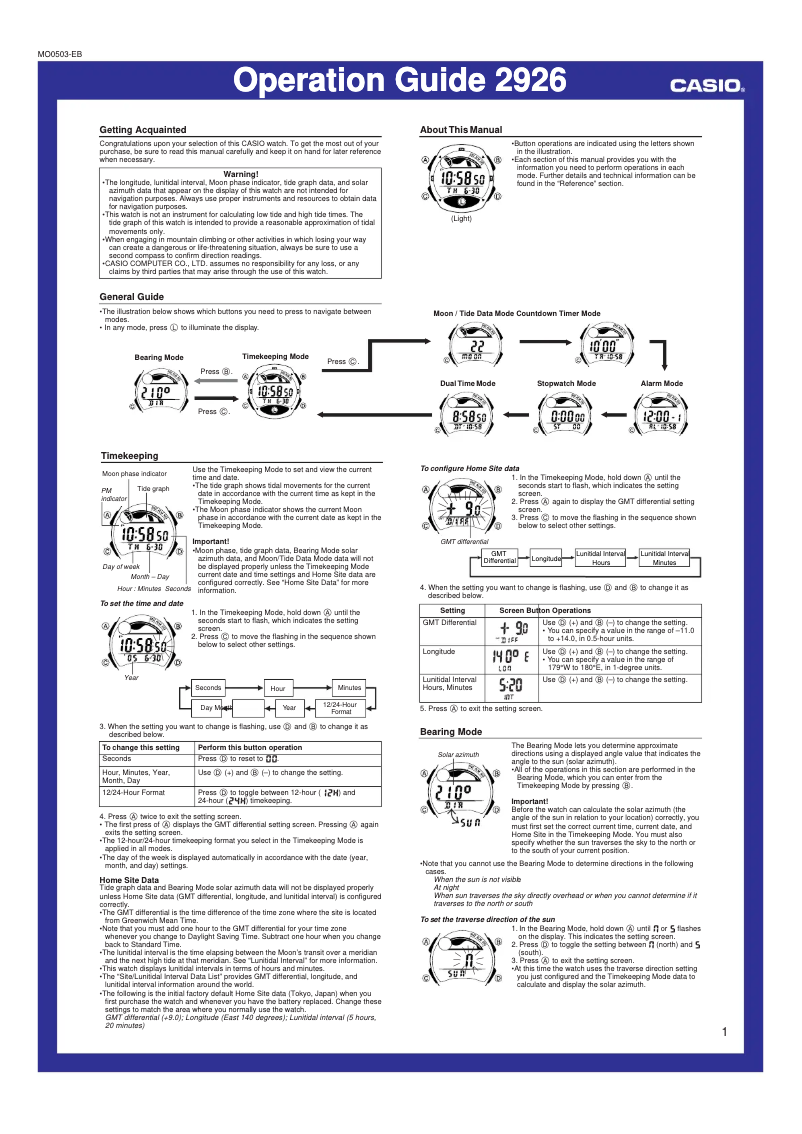 Page 1 of the manual User Manual Casio Collection W-753-2AVES