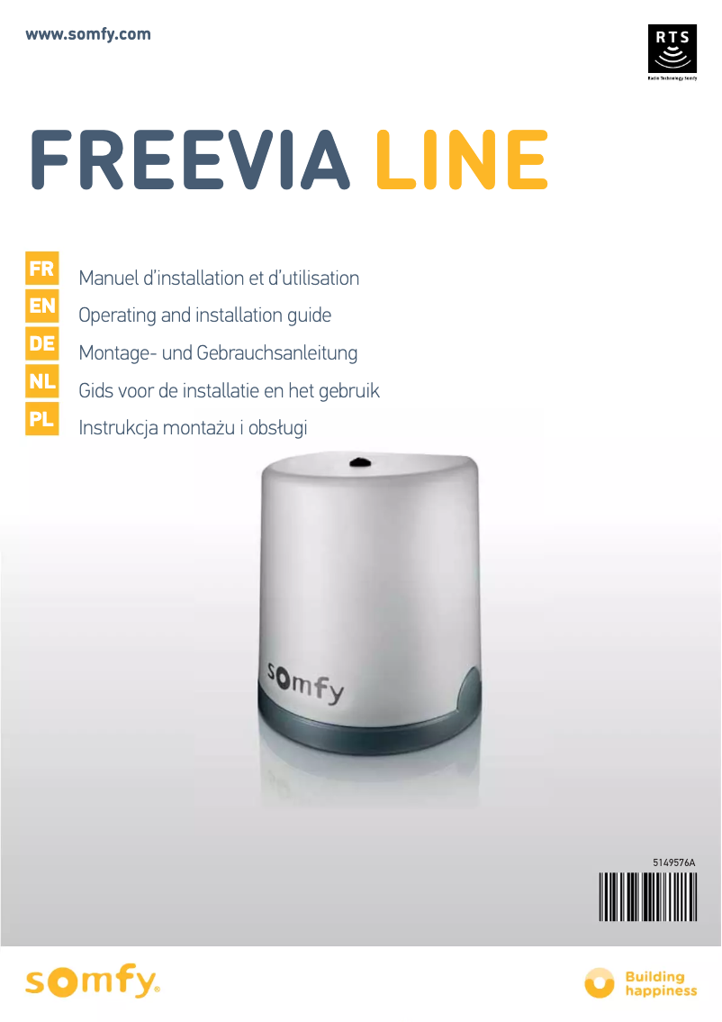 Page 1 of the manual User Manual Somfy Freevia Line