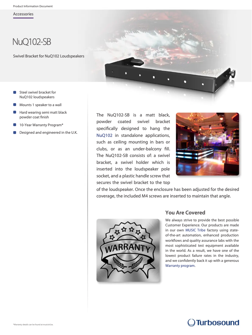 Page 1 of the manual Technical Sheet Turbosound NuQ102-SB