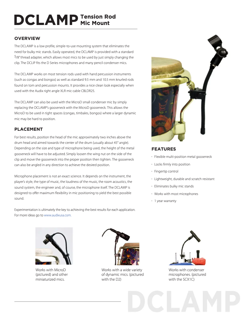 Page 1 of the manual User Manual Audix D-Clamp