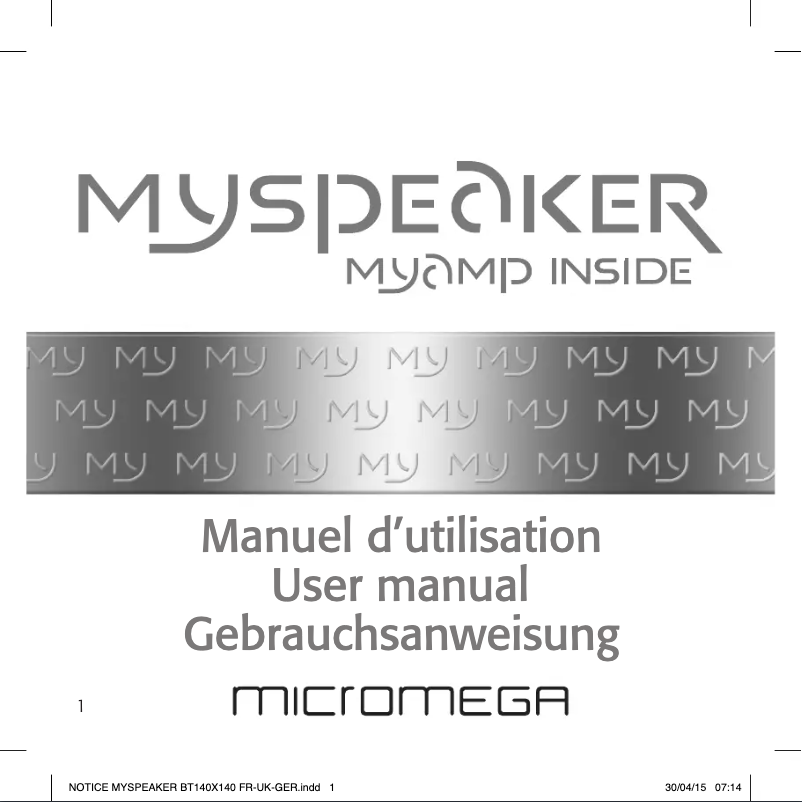 First page image of the manual for MySPEAKER MyAMP inside