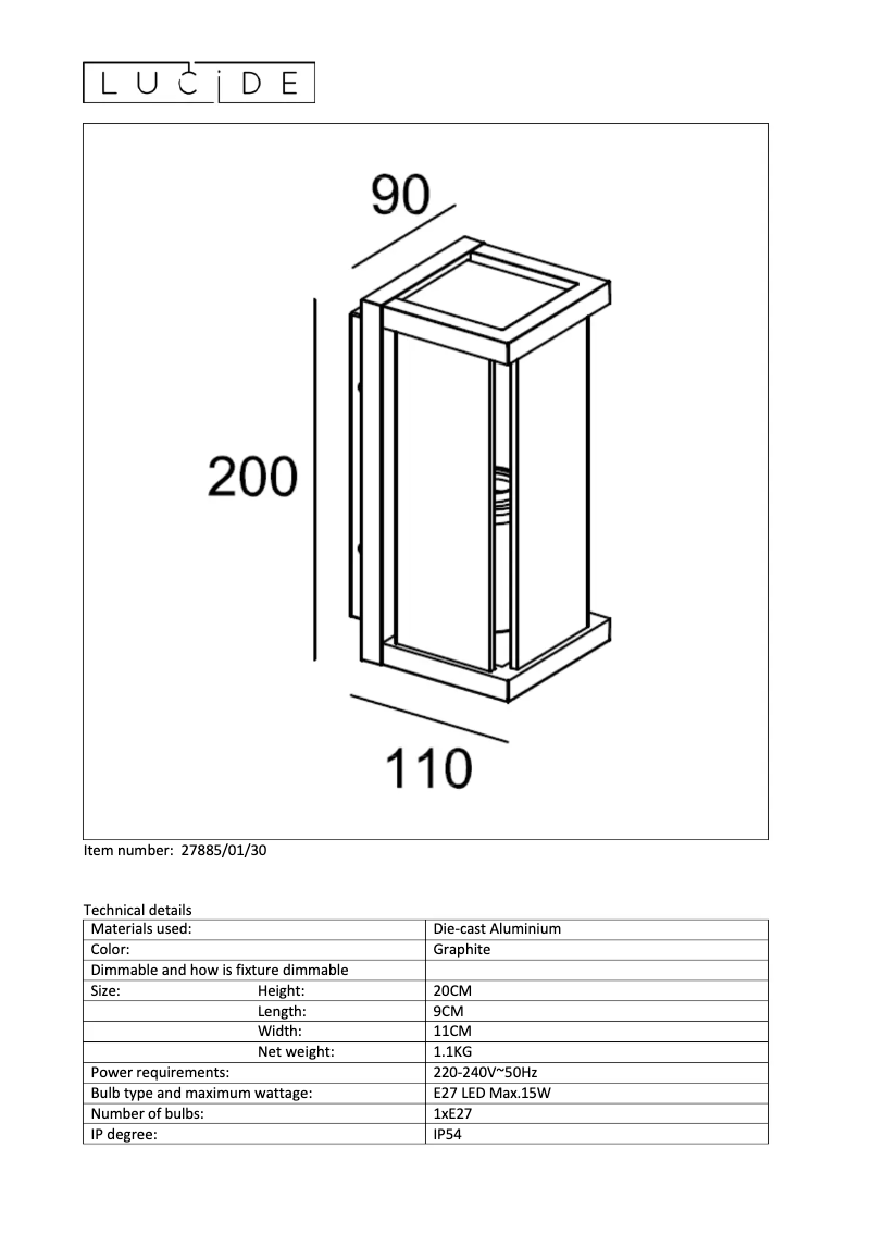 Page 1 de la notice Manuel utilisateur Lucide Claire Mini