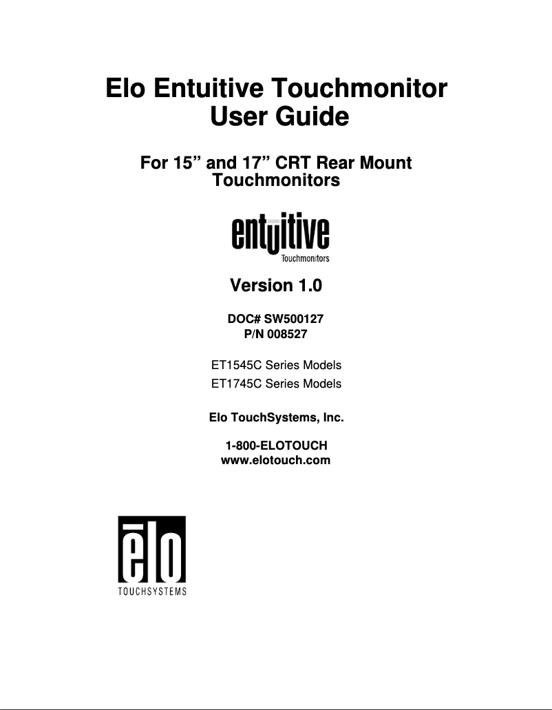 Page 1 of the manual User Manual Elo 1545C