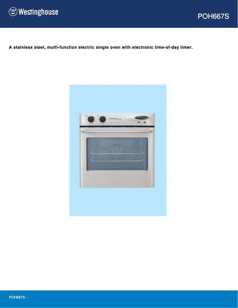 Page 1 of the manual User Manual Westinghouse POH667S