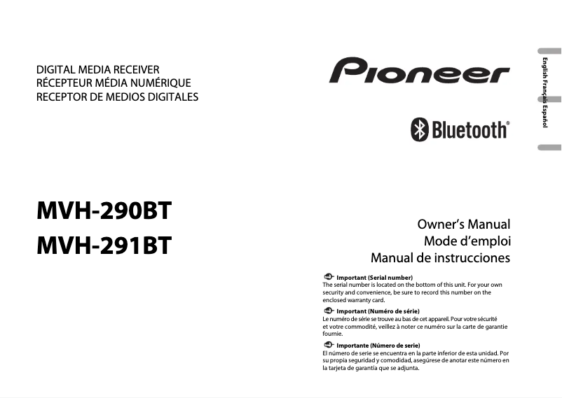 First page image of the manual for MVH-290BT
