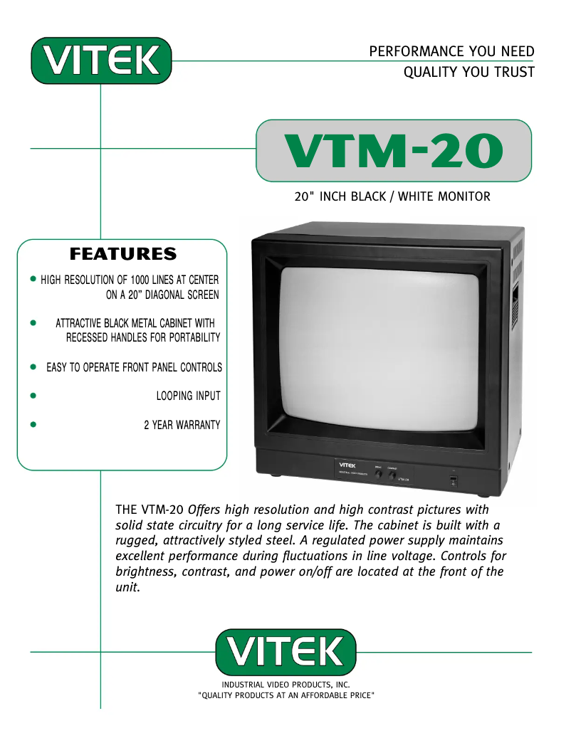 First page image of the manual for VTM-20