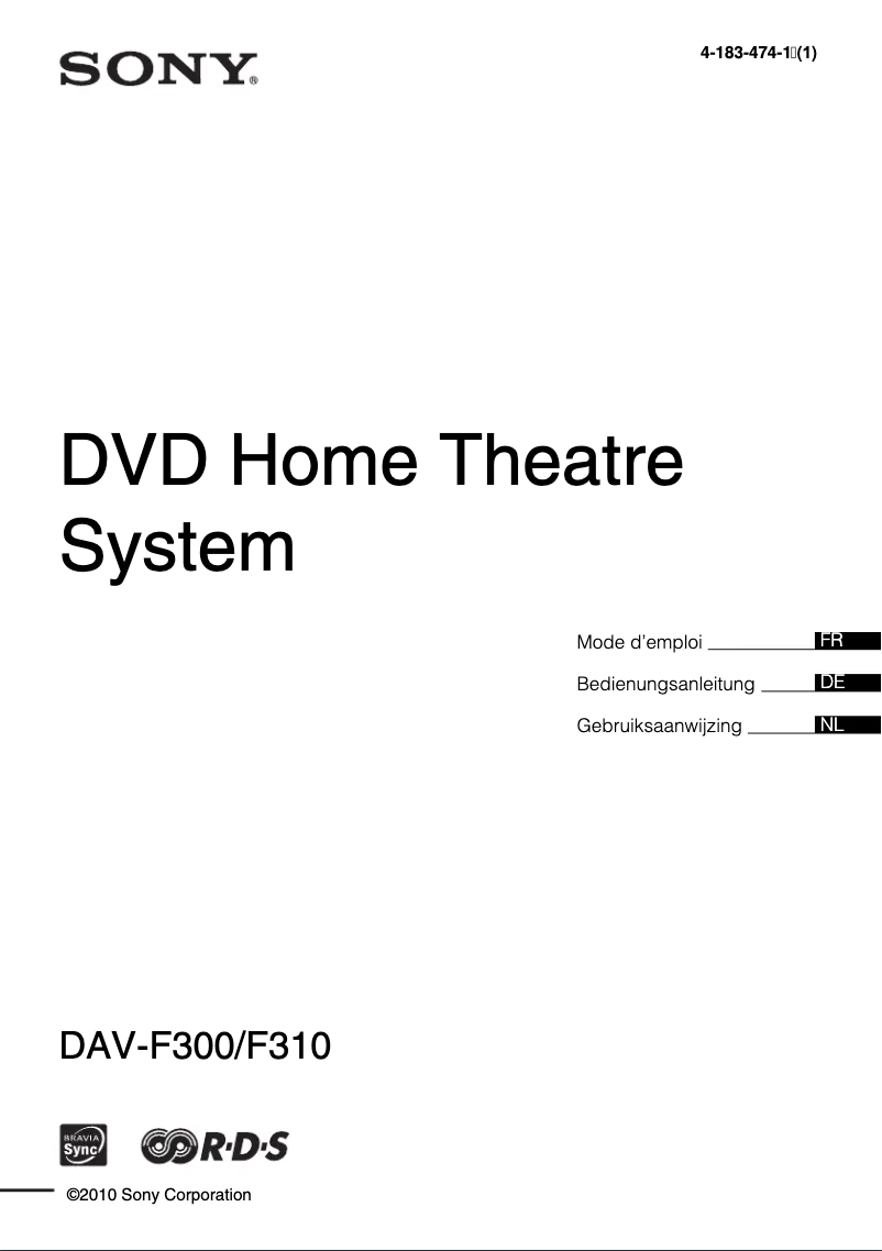 Page 1 of the manual User Manual Sony DAV-F300