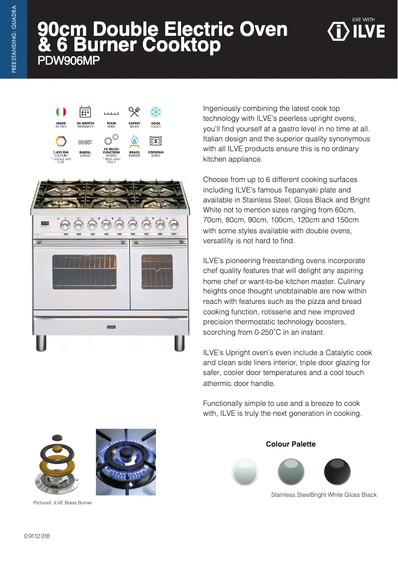 Page 1 of the manual Technical Sheet Ilve PDW906MPSS