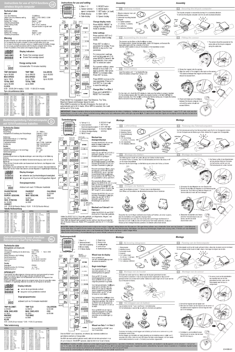 First page image of the manual for 12FW