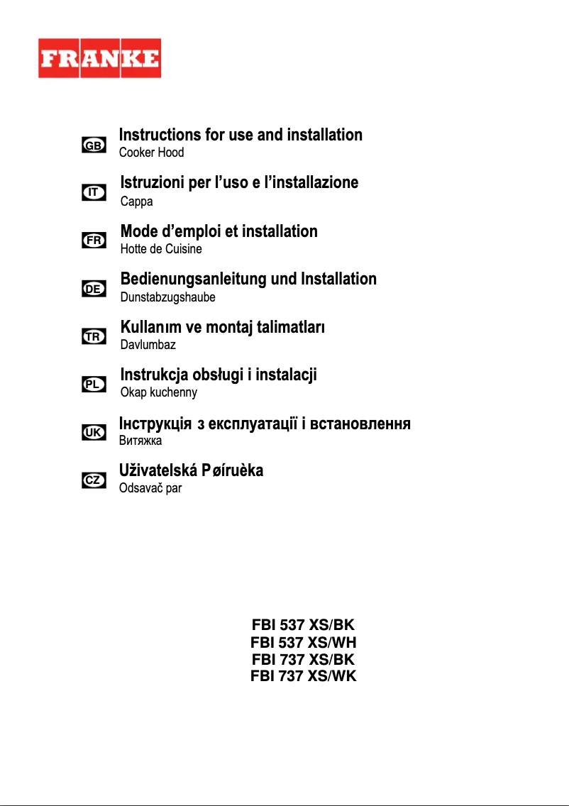 Image de la première page du manuel de l'appareil FBI 537 XS/BK