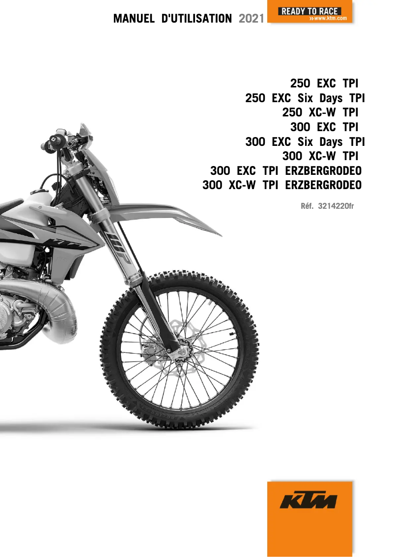 First page image of the manual for 300 EXC TPI Erzbergrodeo (2021)