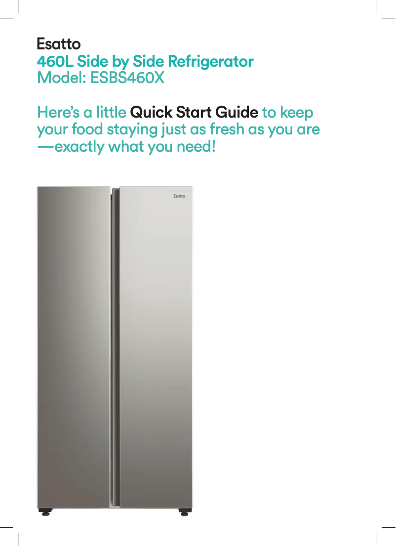 Page 1 of the manual Quick Start Guide Esatto ESBS460X
