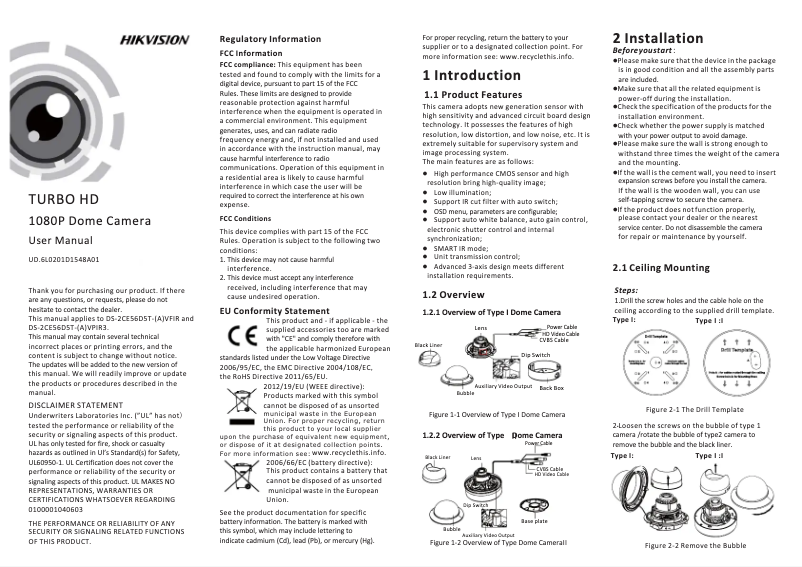 First page image of the manual for DS-2CE56D5T-VFIR