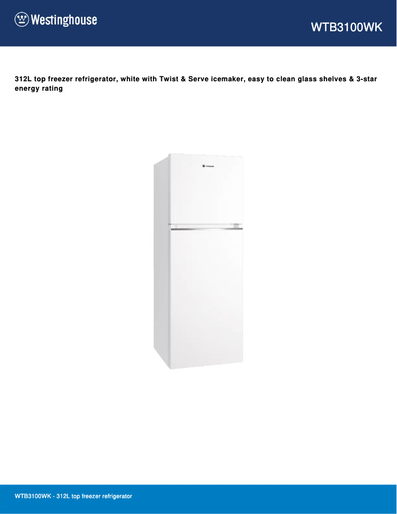 First page image of the manual for WTB3100WK