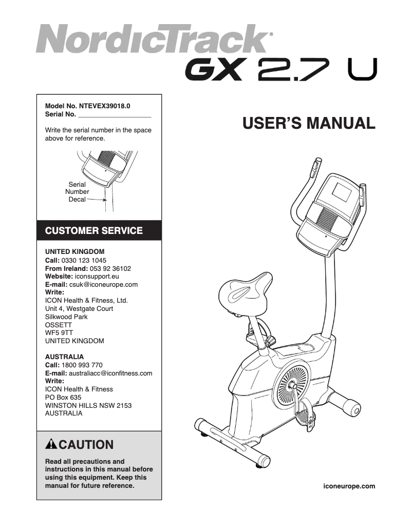 First page image of the manual for GX 2.7U