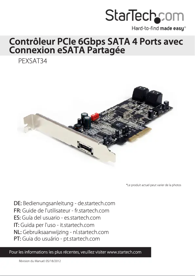 Page 1 of the manual User Manual StarTech.com PEXSAT34
