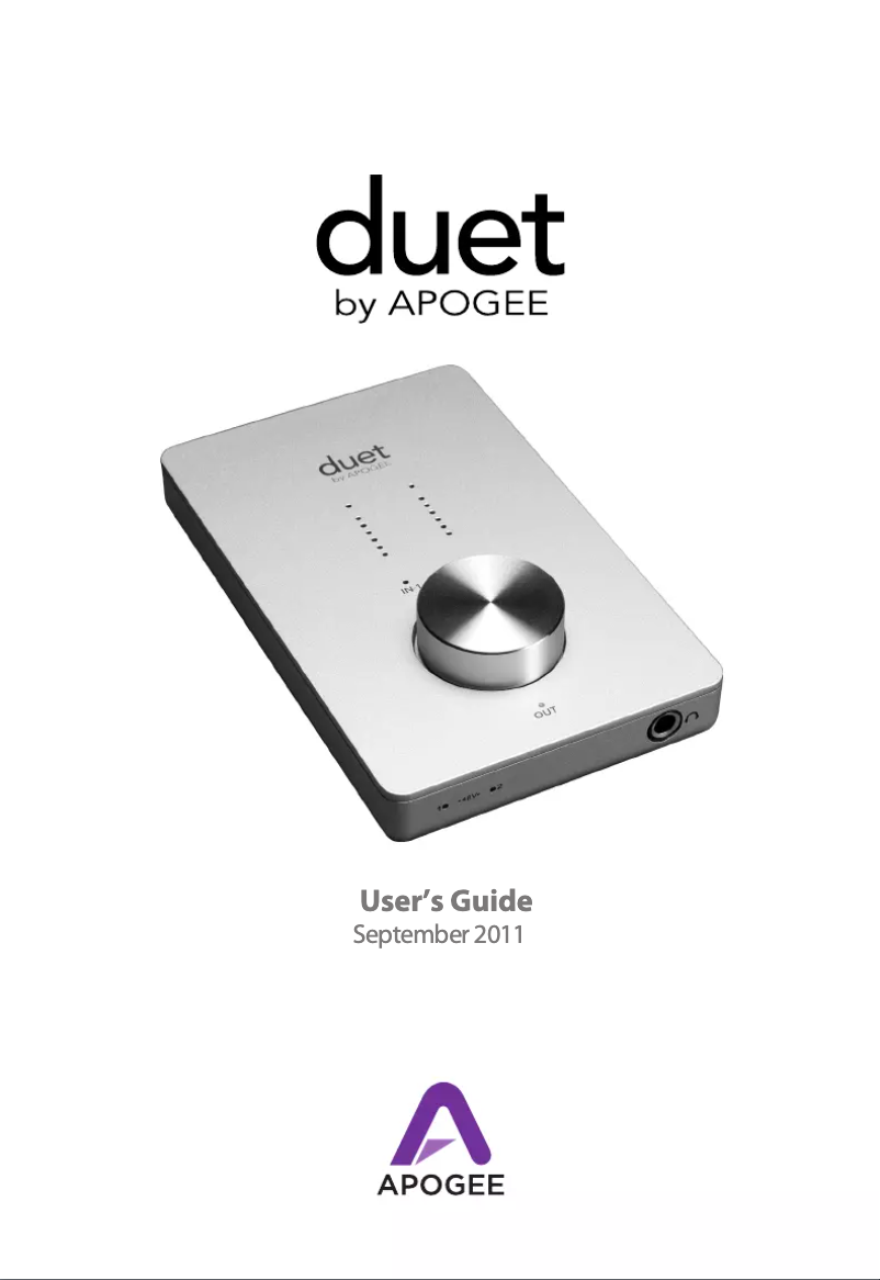 Page 1 of the manual User Manual Apogee Duet 3