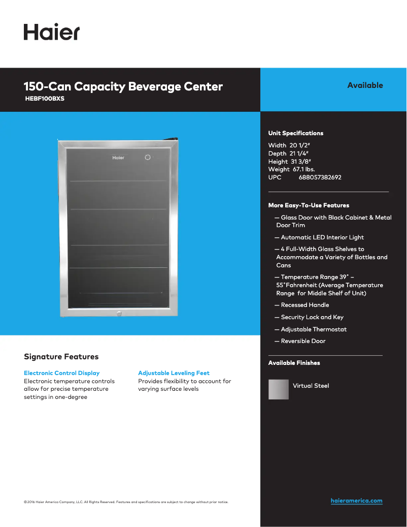 First page image of the manual for HEBF100BXS