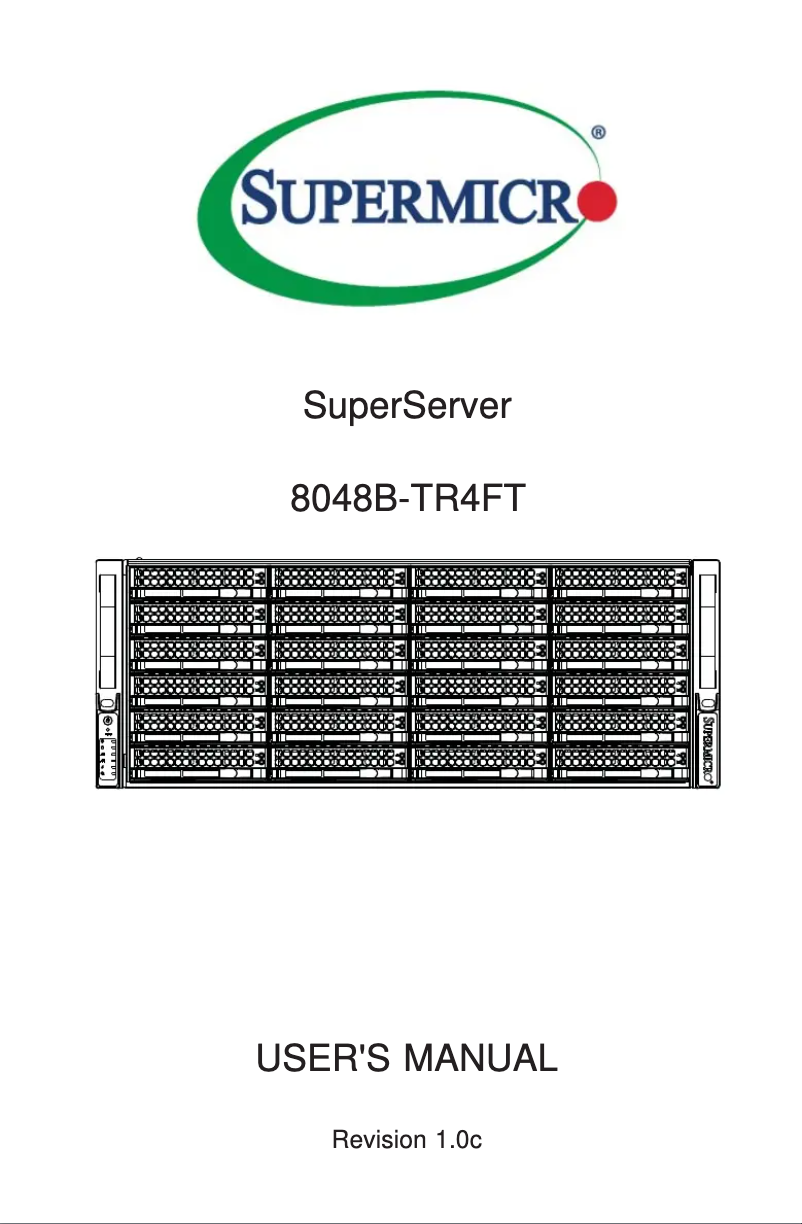Page 1 of the manual User Manual Supermicro SuperServer 8048B-TR4FT