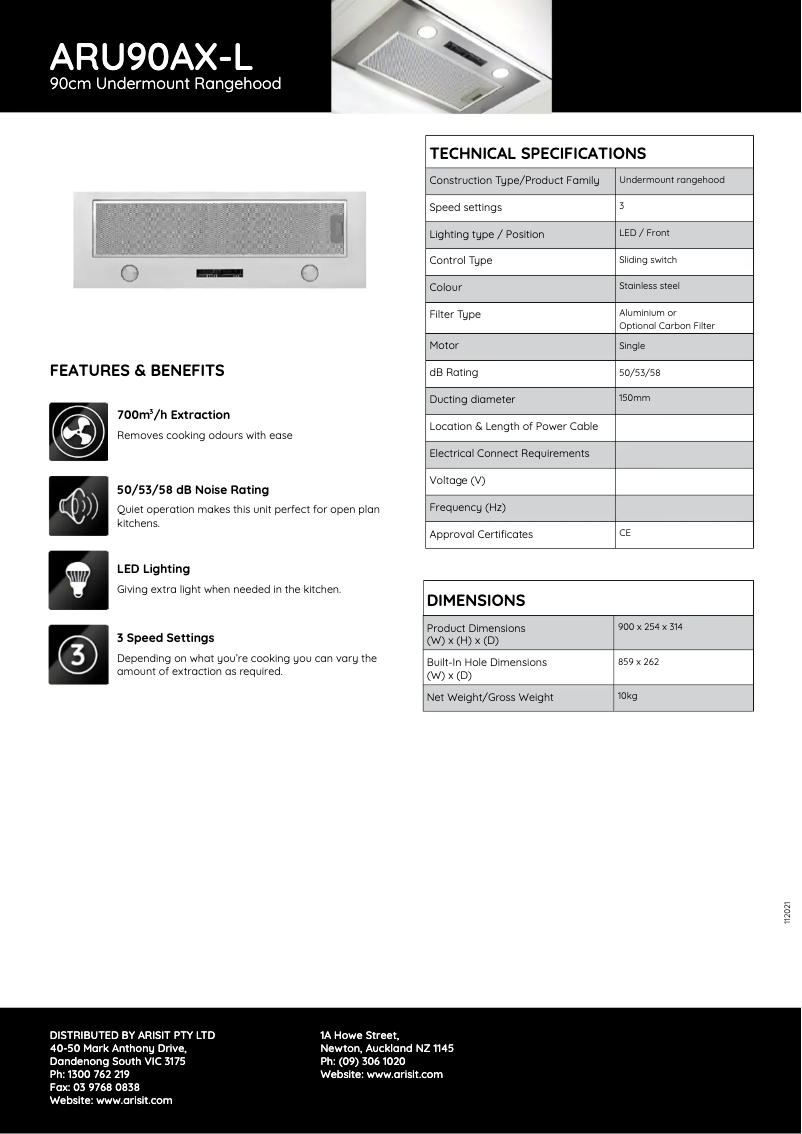 First page image of the manual for ARU90AX-L
