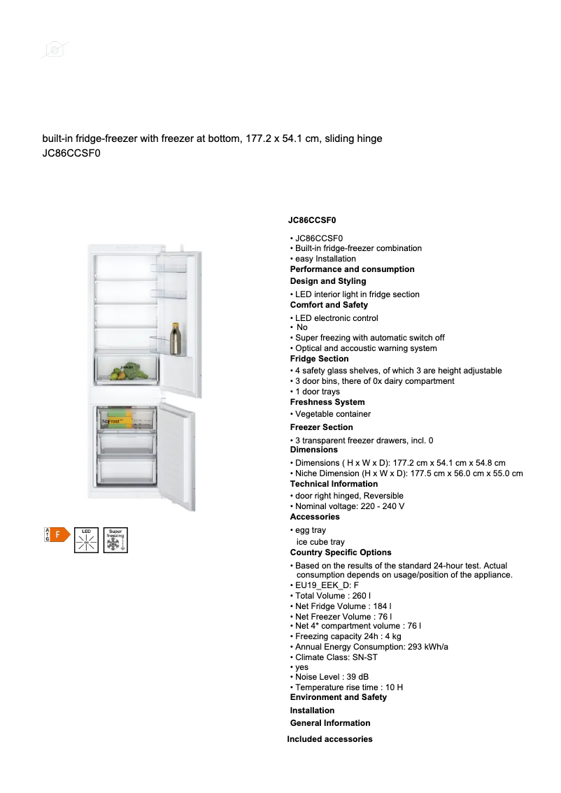 Page 1 of the manual Technical Sheet Junker JC86CCSF0