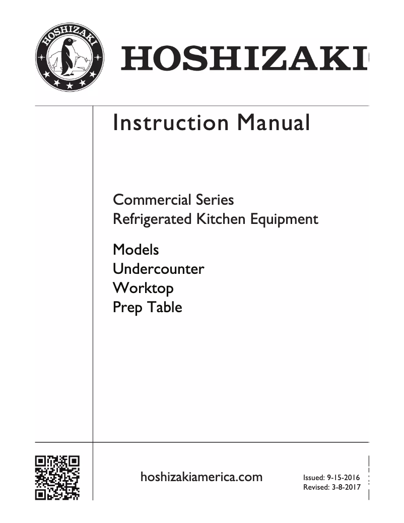First page image of the manual for Commercial CRMR48-W