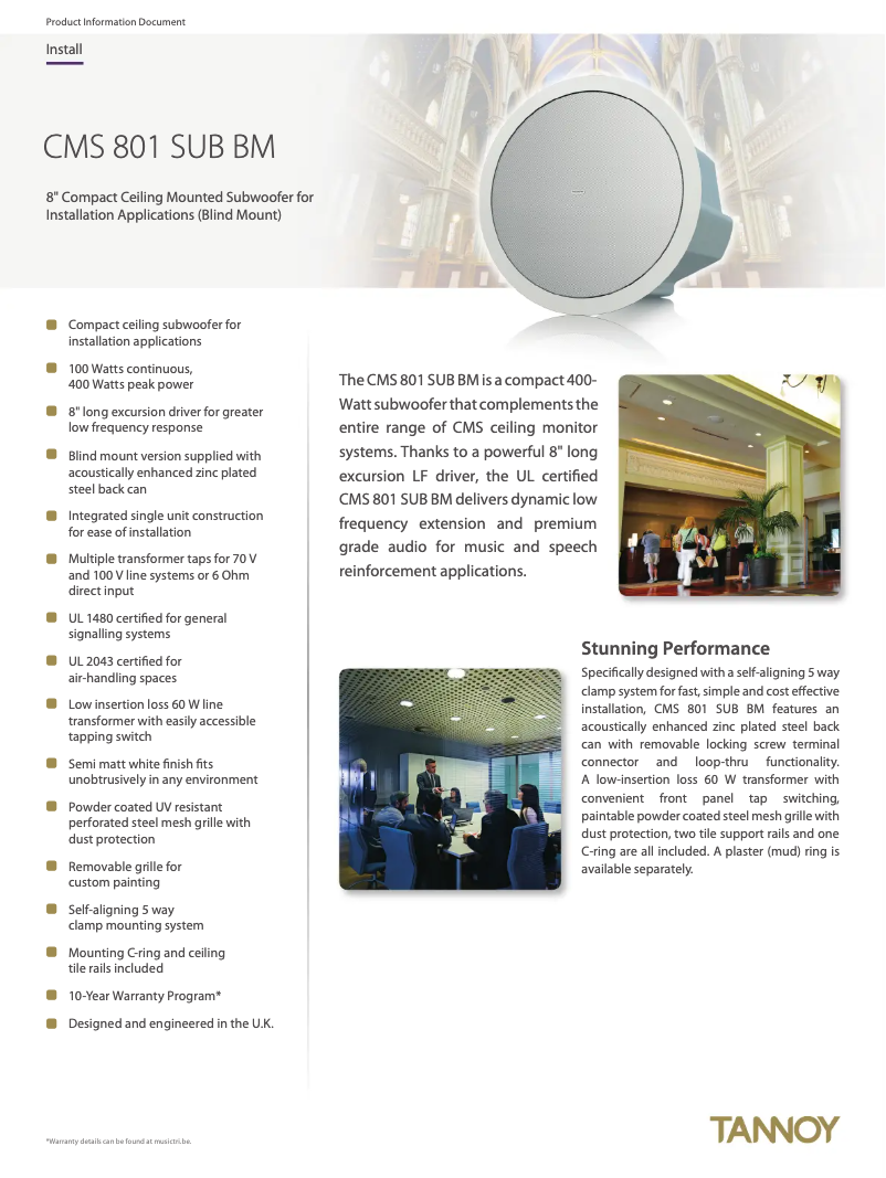 First page image of the manual for CMS 801 SUB BM