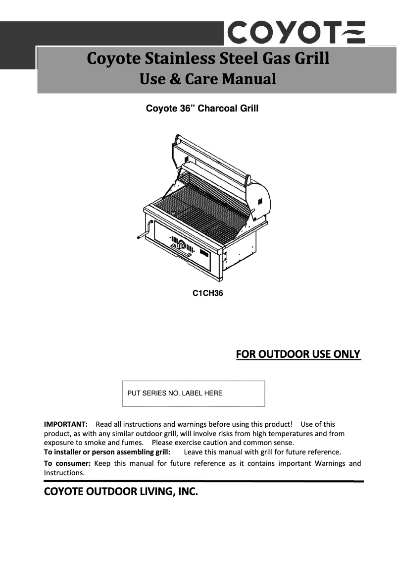 Page 1 of the manual User Manual Coyote C1CH36