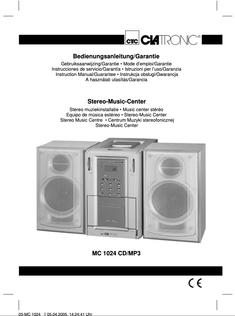First page image of the manual for MC 1024 MP3