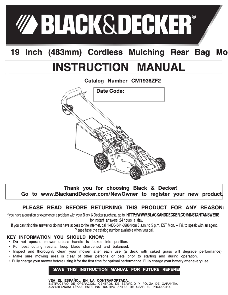 Page 1 of the manual User Manual Black & Decker CM1936ZF2