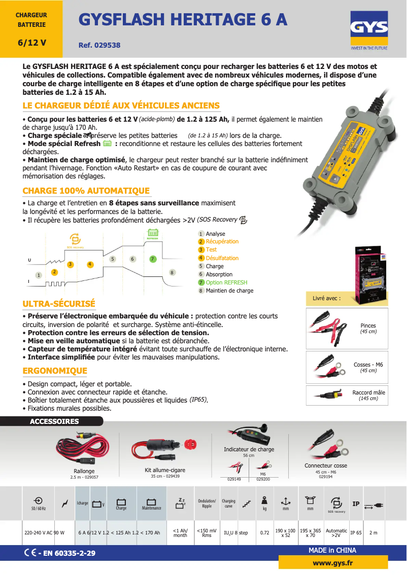 Page 1 of the manual Technical Sheet GYS Gysflash 6 Heritage