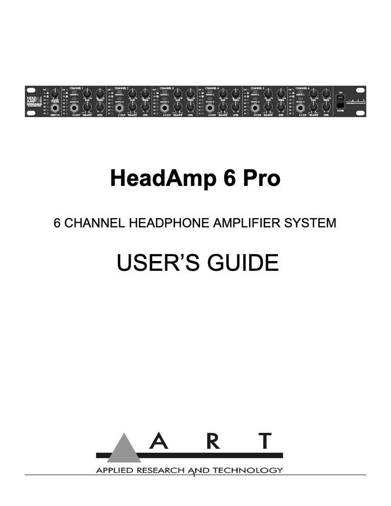 First page image of the manual for HeadAmp 6 PRO