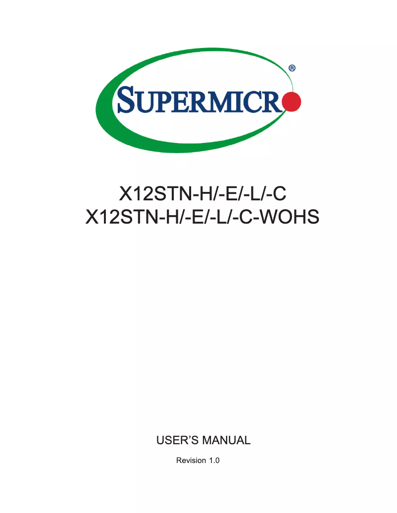 Page 1 of the manual User Manual Supermicro X12STN-H