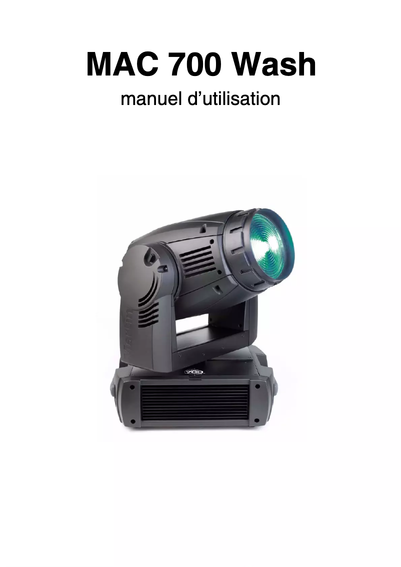 First page image of the manual for MAC 700 Wash