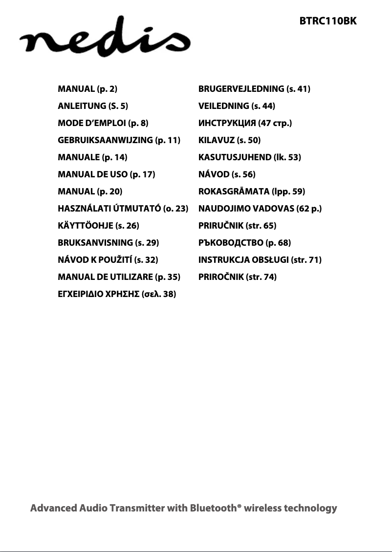 Page 1 of the manual User Manual Nedis BTRC110BK