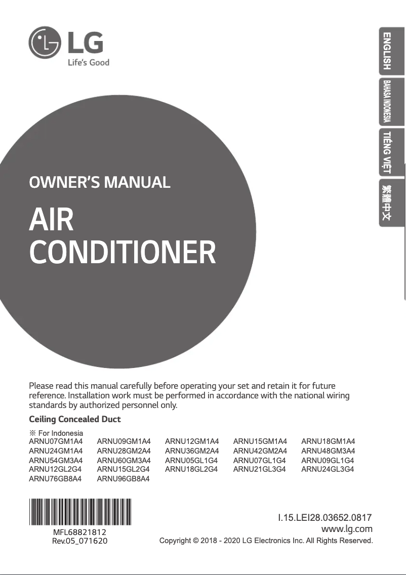 Page 1 of the manual User Manual LG ARNU07GBHA4