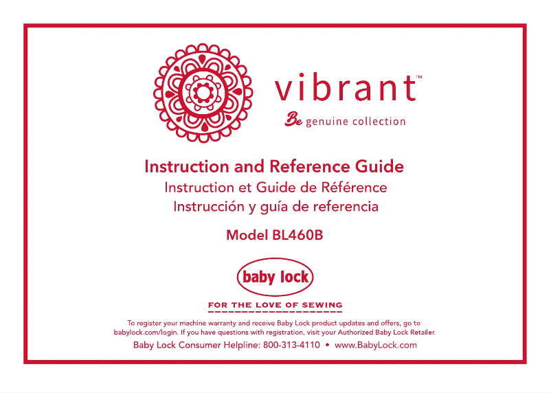 Page 1 of the manual User Manual Baby Lock Vibrant