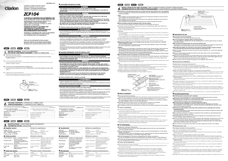 Page 1 de la notice Manuel utilisateur Clarion ZCP104