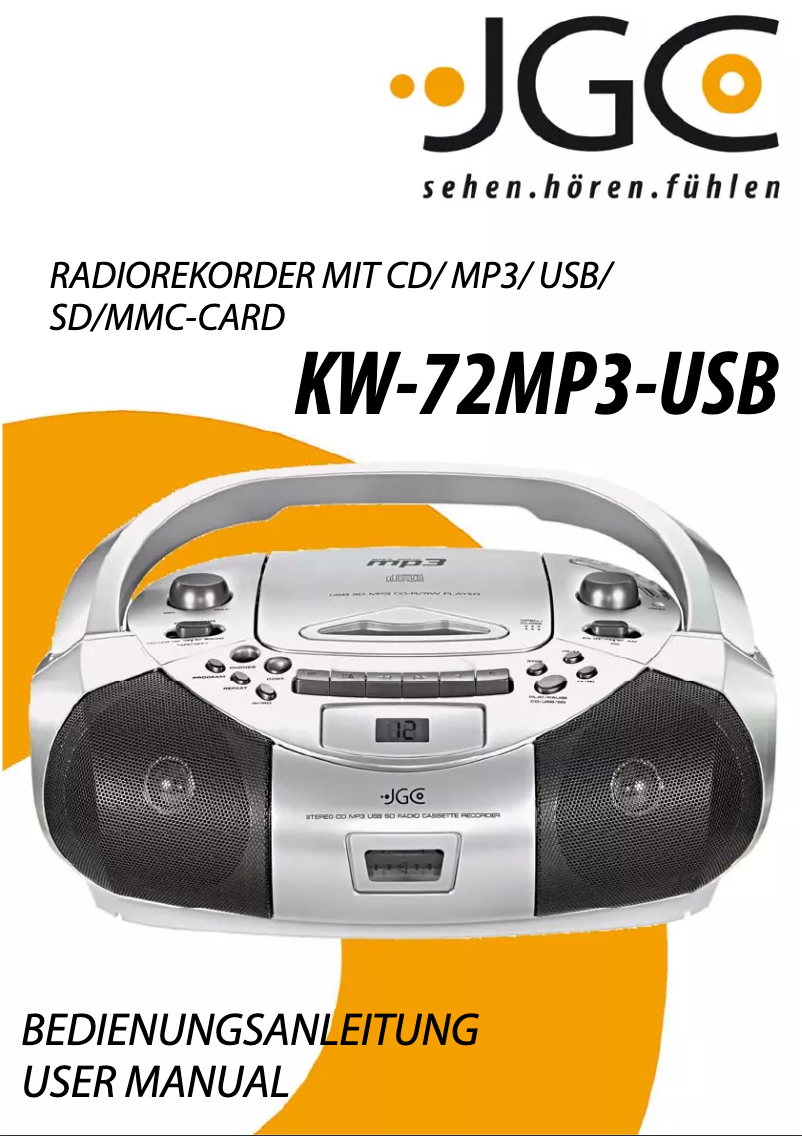 First page image of the manual for KW-72MP3-USB