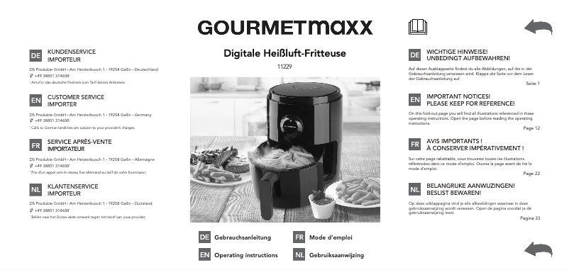 Page 1 of the manual User Manual Gourmetmaxx 11229