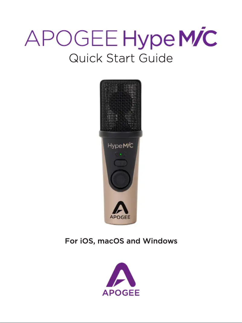 Page 1 of the manual User Manual Apogee HypeMiC